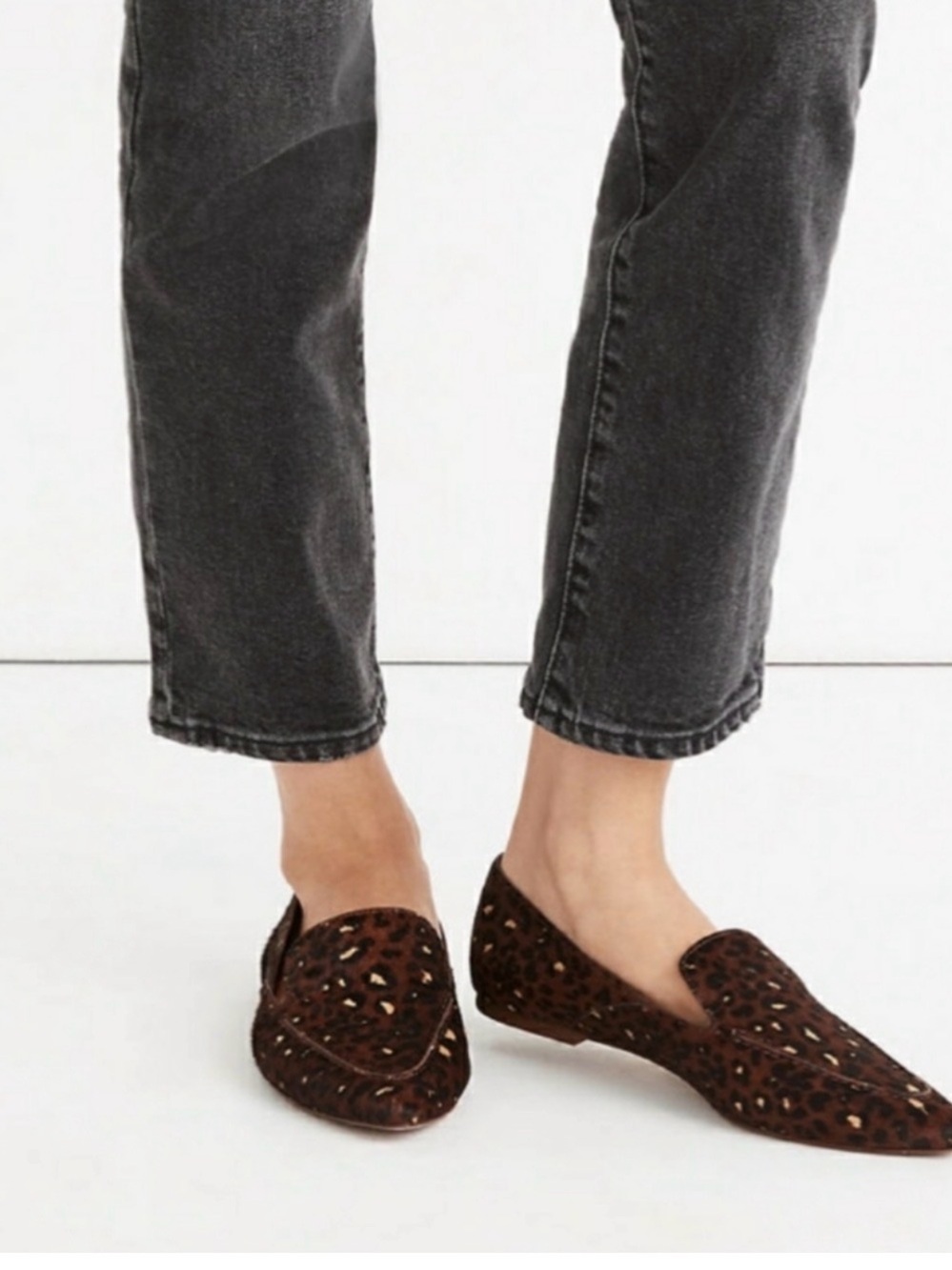 8.5 Madewell The Frances Skimmer Leopard print Calf Hair leather loafers
